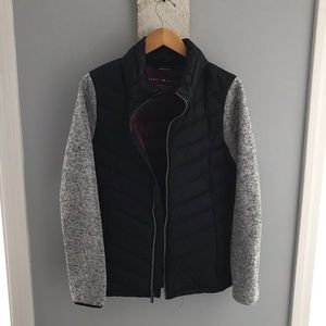 Black jacket. Fleece sleeves